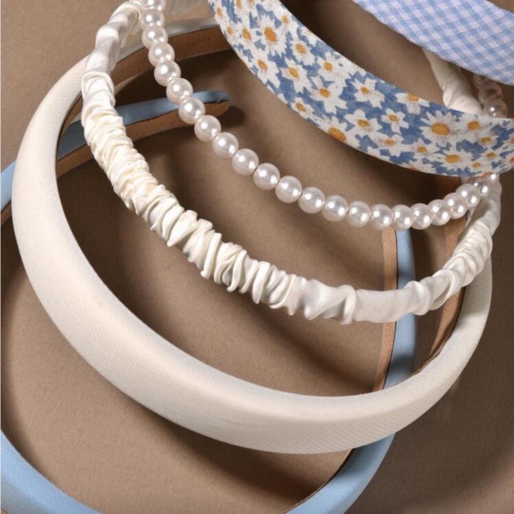 Set of 6 Blue and White Headband Set - Picture 3 of 3